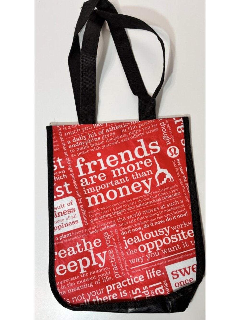 lululemon Reusable Shopping Tote Bags - Lot of 4 Small Black Red Blue - Picture 3 of 5